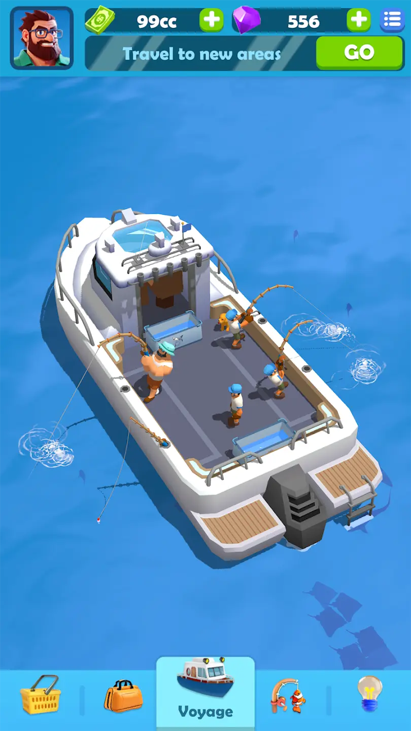 Fishing Frenzy gameplay screenshot showing a boat on open water